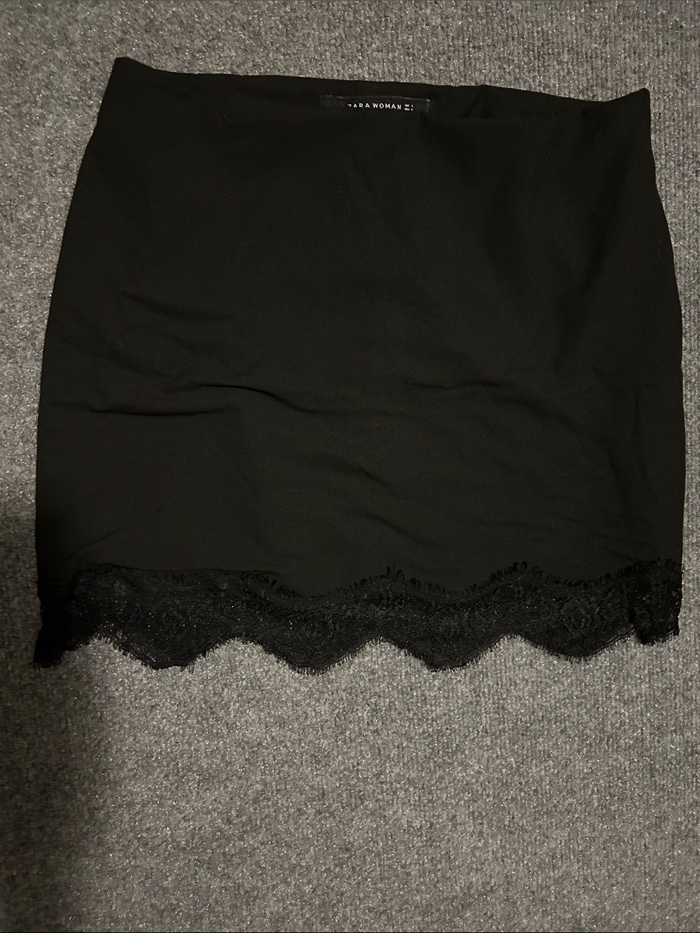 Zara Black Lace-Trim Mini Skirt